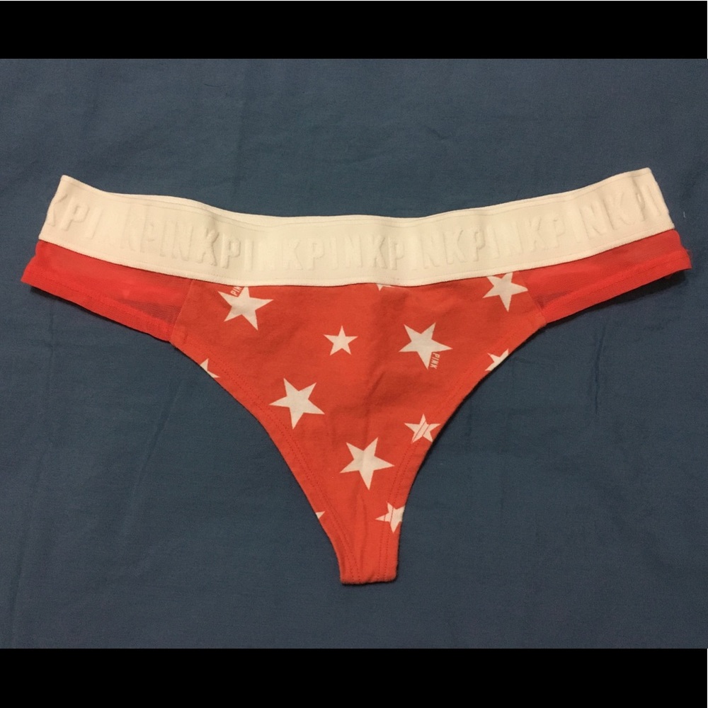 PINK - orange and white stars thong